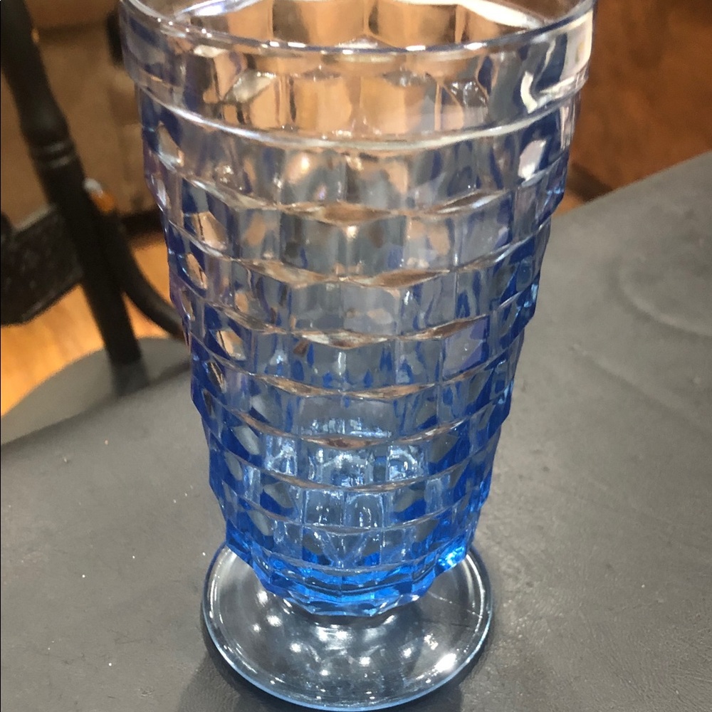 Blue Indian glass Whitehall cubist tea glass